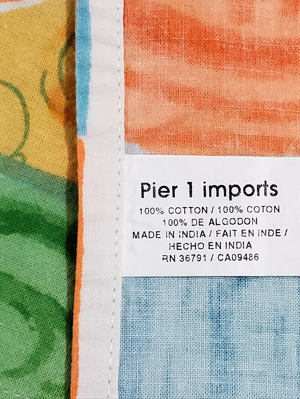 Pier 1 Imports Set Of 10 Vibrant Citrus Fruit Colorblock Mix Pattern Napkins EUC
